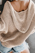 Zipper V-Neck Dropped Sleeve Hooded Solid Sweater